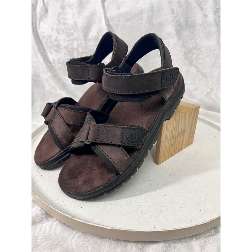 Arizona Jean Co Mens Brown Leather Sport Sandals Adjustable Straps 10M 063-6004
